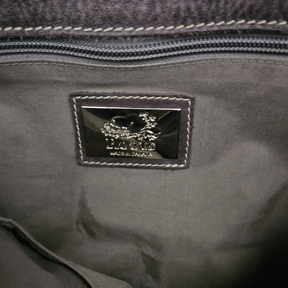 Roots 100% Leather Taupe Stainless Steel Hardware Gray Satchel Handbag Purse - Picture 7 of 16